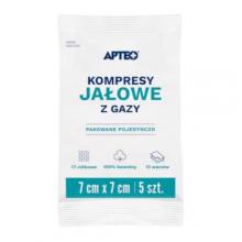 Zdjęcie produktu - APTEO CARE Kompresy jałowe z gazy 7x7cm, 5 sztuk
