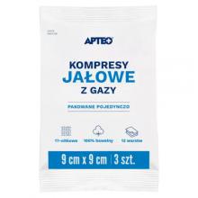 Zdjęcie produktu - APTEO CARE Kompresy jałowe z gazy 9x9cm, 3 sztuki