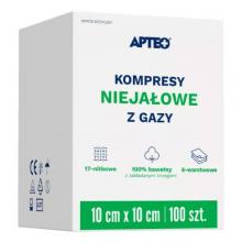 Zdjęcie produktu - APTEO CARE Kompresy niejałowe z gazy 10 cm x 10 cm, 100 sztuk