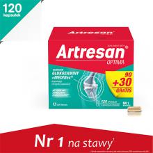 Zdjęcie produktu - Artresan Optima, 120 kapsułek (90 + 30 gratis) - suplement diety z kolagenem i glukozaminą
