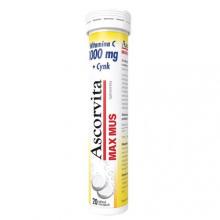 Zdjęcie produktu - Ascorvita Max Mus Witamina C 1000 mg + Cynk, 20 tabletek musujących