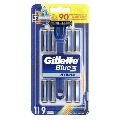 Miniaturka artykułu - Gillette Blue3 Hybrid Maszynka do golenia dla mężczyzn + 9 wymiennych ostrzy