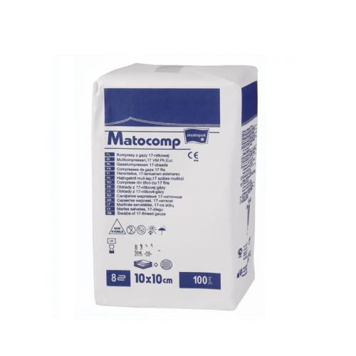 Miniaturka artykułu - MATOCOMP Kompresy gazowe niejałowe 10x10cm 13-nitkowe, 8-warstwowe, 100 sztuk