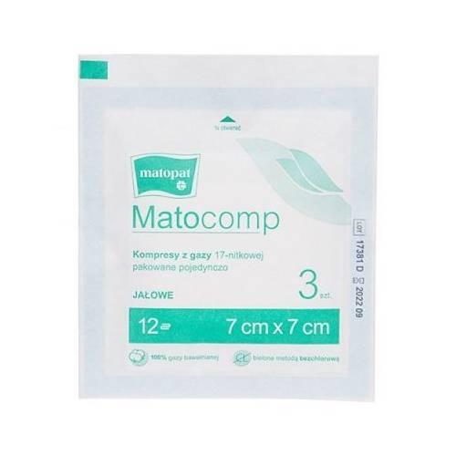 Miniaturka artykułu - MATOCOMP Kompresy Z Gazy 17-nitkowej 12-warstwowe 7cm x 7cm, 3 szt.
