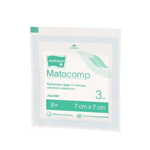 Miniaturka artykułu - MATOCOMP Kompresy z gazy jałowej 17 nitkowy 8-warstwowy 7x7 cm, 3 sztuki