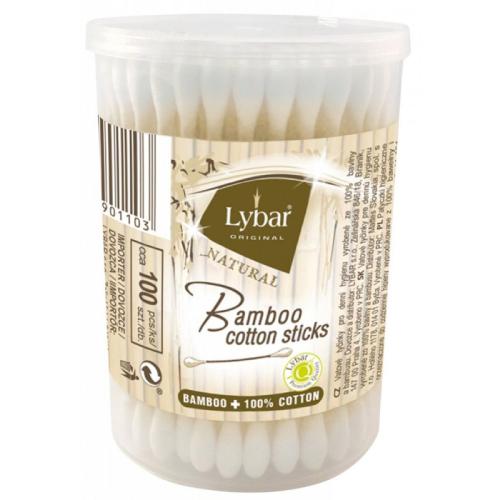 Zdjęcie produktu - Mattes Lybar Bambusowe patyczki higieniczne, okrągłe pudełko, 100szt.