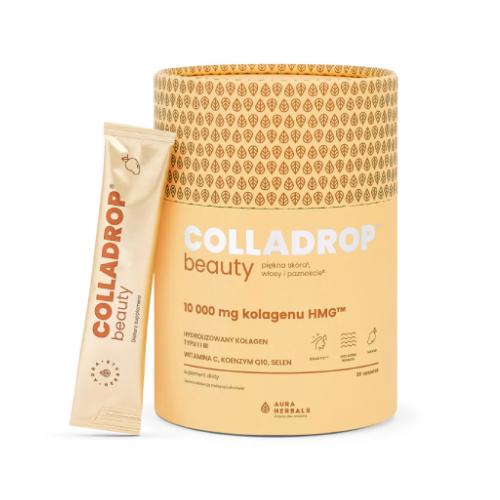 Zdjęcie produktu - AURA HERBALS COLLADROP Beauty Kolagen HMG 10 000mg mango, 30sasz.