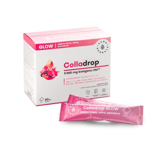 Zdjęcie produktu - Aura Herbals Colladrop Glow, kolagen morski 5000mg, 30 saszetek