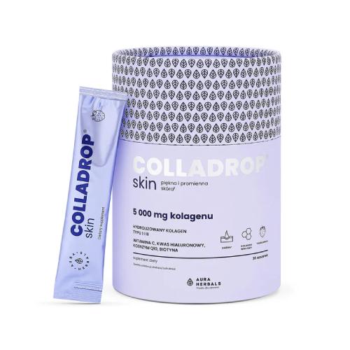 Zdjęcie produktu - AURA HERBALS COLLADROP Skin Kolagen 5 000mg truskawka, 30sasz.