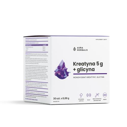 Zdjęcie produktu - Aura Herbals Kreatyna 5 g + glicyna, 30 sasz.