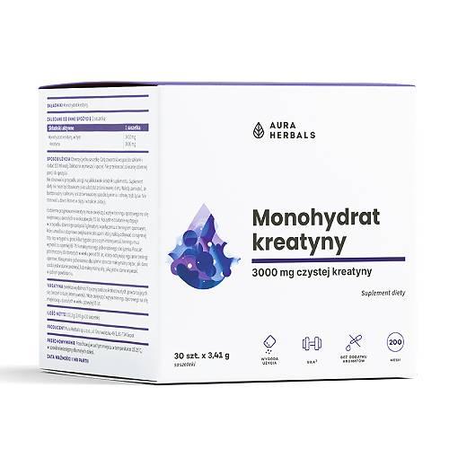 Zdjęcie produktu - Aura Herbals Kreatyna Monohydrat bezsmakowa 3000 mg, 30 sasz.