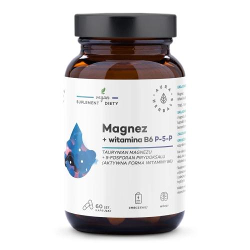 Zdjęcie produktu - AURA HERBALS Magnez + Witamina B6 (P-5-P), 60kaps.
