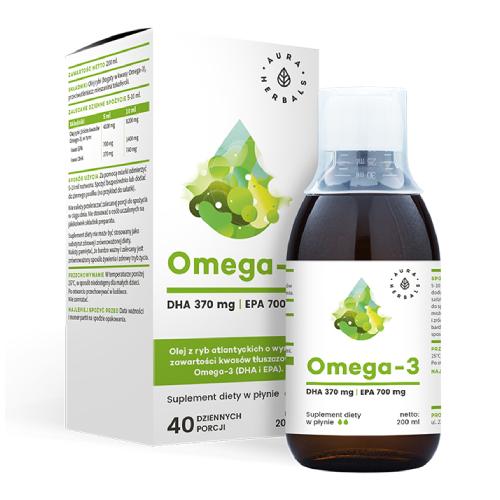 Zdjęcie produktu - Aura Herbals Omega-3 370 DHA / 700 EPA Płyn, 200 ml