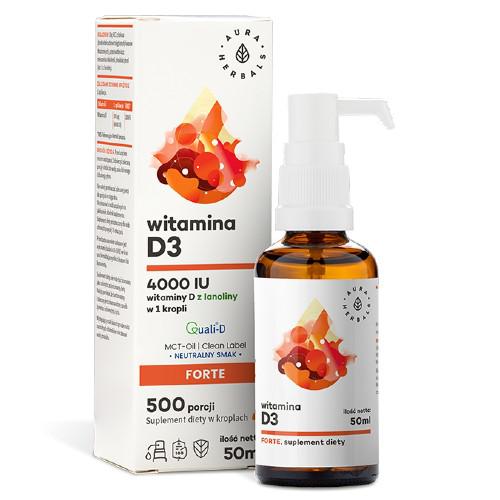 Zdjęcie produktu - AURA HERBALS Witamina D3 4000 IU, 50ml