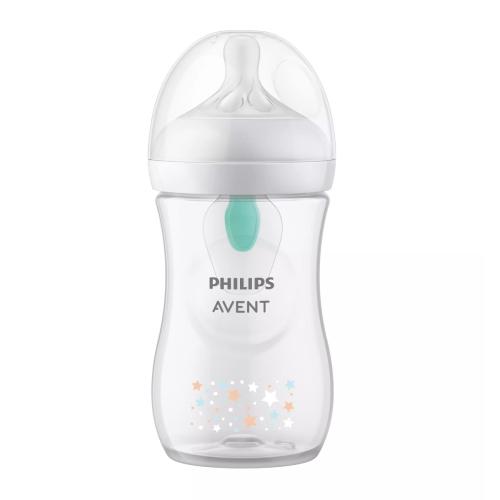 Zdjęcie produktu - AVENT Natural Response Butelka dla niemowląt z nakładką antykolkową AirFree 1m+ SCY673/82 Gwiazdki, 260ml