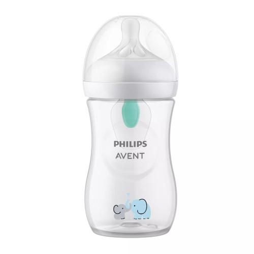Zdjęcie produktu - AVENT Natural Response Butelka dla niemowląt z nakładką antykolkową AirFree 1m+ SCY673/81 Słoń, 260ml
