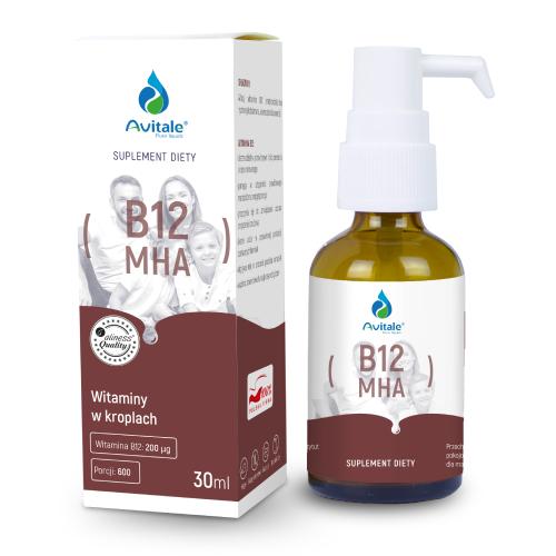 Zdjęcie produktu - Avitale Witamina B12 MHA w kroplach, 30 ml &ndash; suplement diety z metylokobalaminą