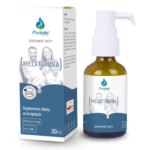 Zdjęcie produktu - Avitale Melatonina 1 mg w kroplach, 30 ml - melatonina wspiera sen i regulację rytmu dobowego