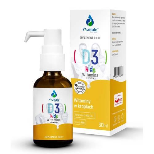 Zdjęcie produktu - Avitale Witamina D3 Kids krople, 30 ml