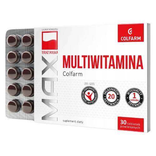 Miniaturka artykułu - MAX MULTIWITAMINA COLFARM - 30 tabletek 