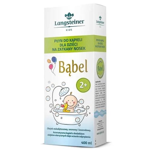 Zdjęcie produktu - Langsteiner Kids Bąbel Płyn do kąpieli dla dzieci na zatkany nosek od 2 lat, 400 ml