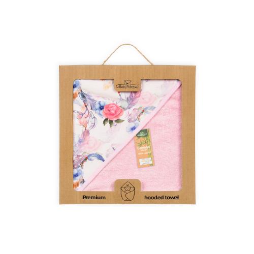 BabyMatex Okrycie kąpielowe BAMBOO DESIGN 100x100cm R&Oacute;ŻOWE