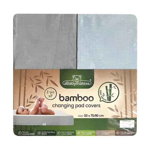 Zdjęcie produktu - BabyMatex Pokrowiec na przewijak BAMBOO 50x70/80 niebieski i szary, 2 szt.