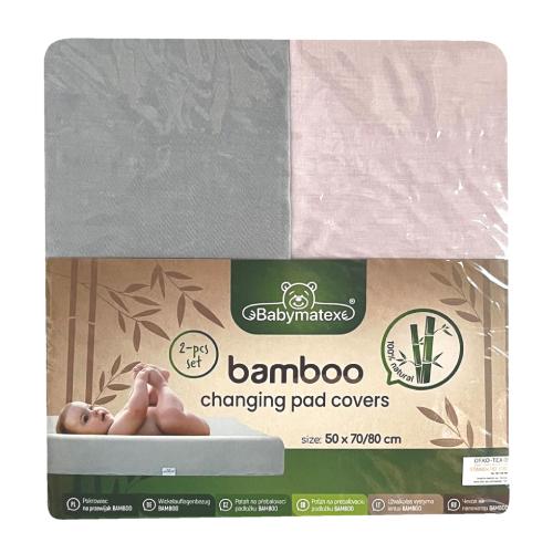 BabyMatex Pokrowiec na przewijak BAMBOO 50x70/80 r&oacute;żowy i szary, 2 szt.