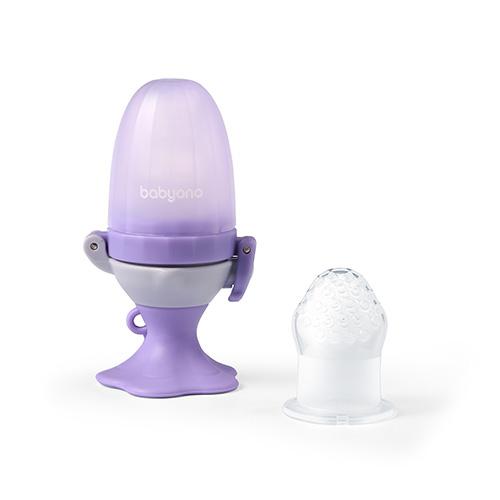 Zdjęcie produktu - BabyOno Gryzak do podawania pokarm&oacute;w fioletowy kwiatek