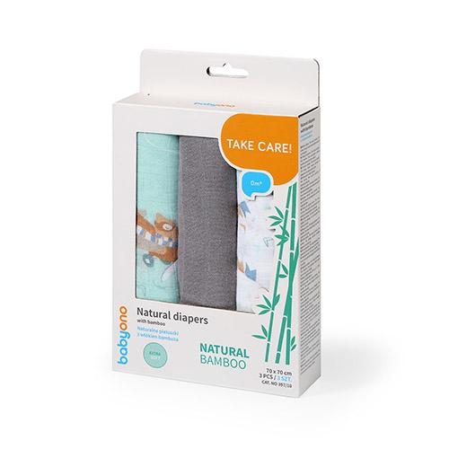 Zdjęcie produktu - BabyOno NATURAL BAMBOO Naturalne pieluszki z wł&oacute;kien bambusa, 3szt. 397/10 