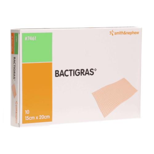 Zdjęcie produktu - Bactigras Jałowy opatrunek gazowy parafinowy z octanem chlorheksydyny 15x20cm, 10 szt.