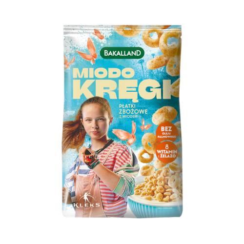BAKALLAND Akademia Pana Kleksa Płatki śniadaniowe Miodo Kręgi, 250g