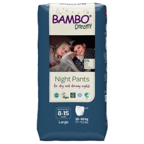Zdjęcie produktu - BAMBO Dreamy Night Pants BOYS&GIRLS 8-15 lat (L 35-50 kg) Pieluszki, 10 szt.