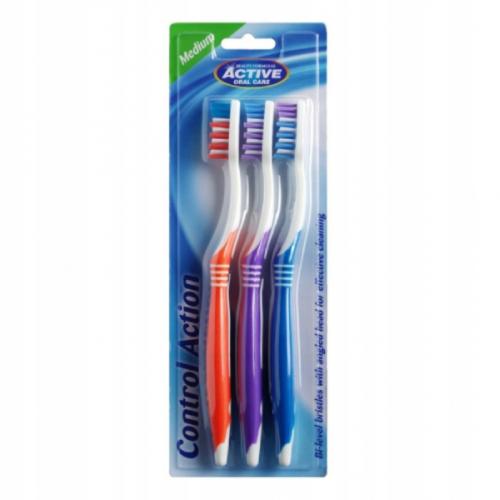 Zdjęcie produktu - BEAUTY FORMULAS Active Oral Care Control Action Szczoteczki do zęb&oacute;w Medium, 3szt.