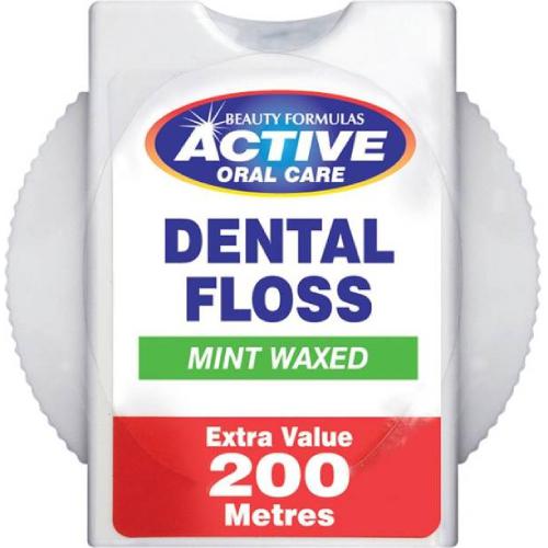 Zdjęcie produktu - BEAUTY FORMULAS Active Oral Care Nić dentystyczna miętowa woskowana, 200m