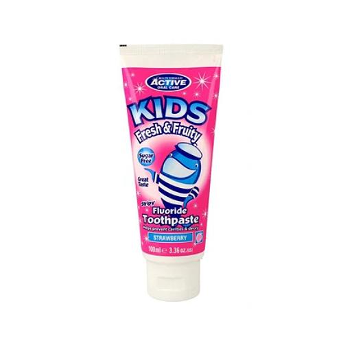Zdjęcie produktu - BEAUTY FORMULAS Active Oral Care Pasta do zęb&oacute;w dla dzieci z fluorem o smaku truskawki, 100ml
