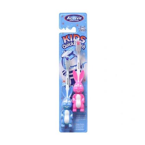 Zdjęcie produktu - Beauty Formulas Active Oral Care Szczoteczka do zęb&oacute;w Kids Quick Kr&oacute;lik 3-6 lat, 2szt r&oacute;żowa i niebieska