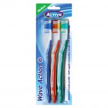 Zdjęcie produktu - BEAUTY FORMULAS Active Oral Care Wave Action Szczoteczki do zęb&oacute;w Medium, 3szt.
