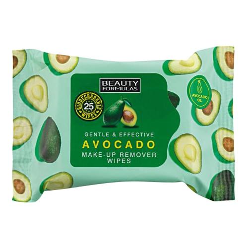 Zdjęcie produktu - BEAUTY FORMULAS Chusteczki do demakijażu Avocado, 25szt.