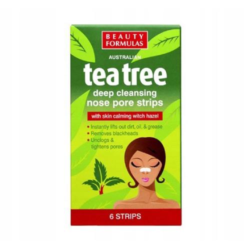 Zdjęcie produktu - BEAUTY FORMULAS Tea Tree Głęboko oczyszczające paski na nos, 6szt.