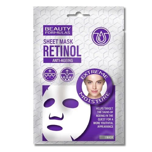 Zdjęcie produktu - BEAUTY FORMULAS Retinol Anti-Ageing nawilżająca maska w płachcie do twarzy, 1 sztuka