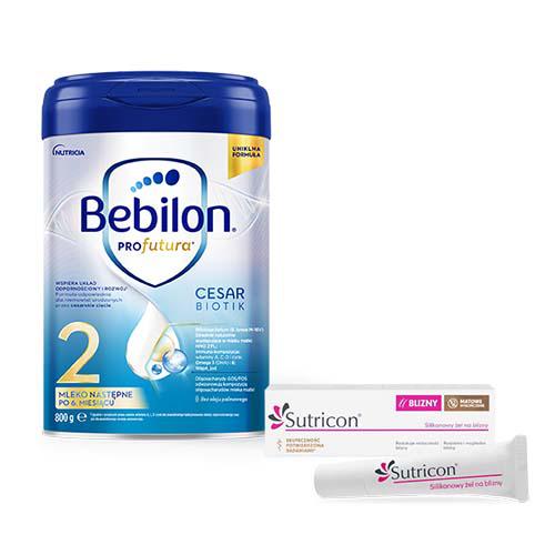 Bebilon Profutura Cesar Biotik 2 Mleko następne po 6. miesiącu, 800g + Sutricon Silikonowy Żel na blizny, 15ml