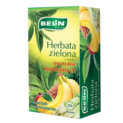 Zdjęcie produktu - BELIN Herbata zielona o smaku owoc&oacute;w tropikalnych, 20 torebek