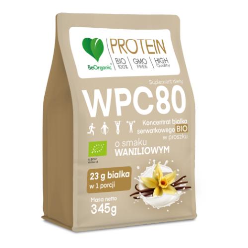 Zdjęcie produktu - BeOrganic WPC 80 Koncentrat białka serwatkowego BIO w proszku Wanilia, 345 g