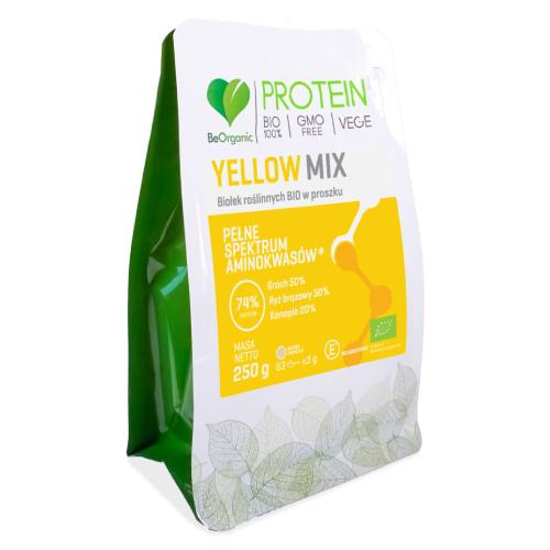 Zdjęcie produktu - BeOrganic Yellow MIX białek roślinnych BIO w proszku, 250 g
