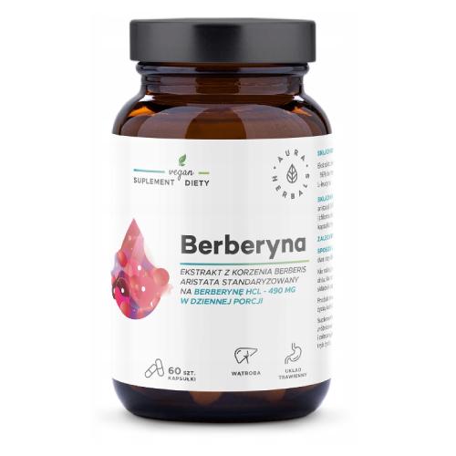 Zdjęcie produktu - AURA HERBALS Berberyna 490mg Berberis aristata, 60kaps.