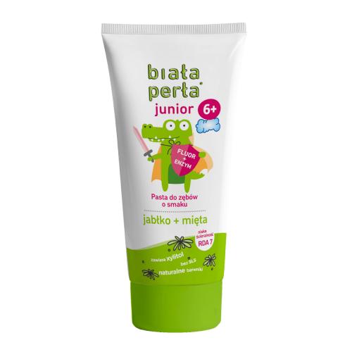 Zdjęcie produktu - Biała Perła Junior 6+ Pasta do zęb&oacute;w jabłko mięta, 75 ml