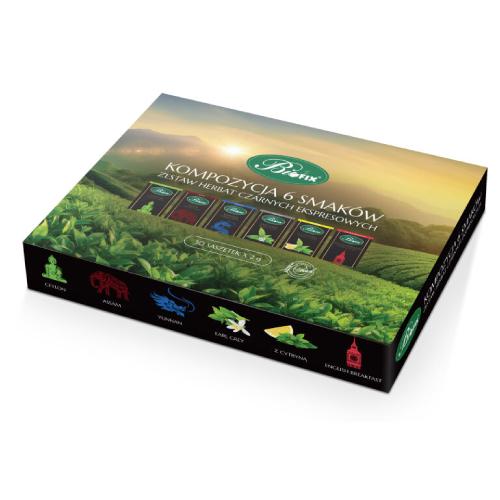Zdjęcie produktu - BiFix Zestaw herbat czarnych ekspresowych Kompozycja 6 smak&oacute;w, 30x2g