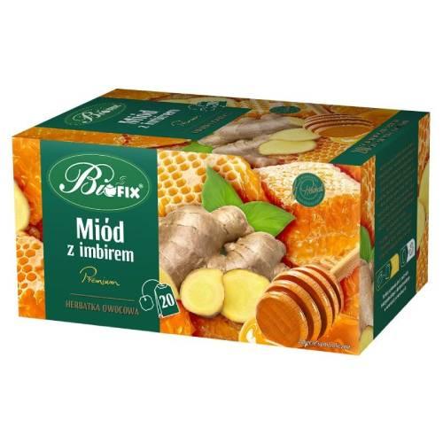 Zdjęcie produktu - BiFix Herbata owocowa Mi&oacute;d z imbirem, 20x2g