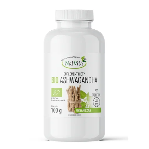 Zdjęcie produktu - NatVita Bio Ashwagandha 500 mg, 200 tabl.